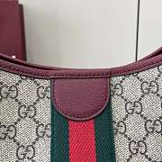 Gucci Ophidia Large Shoulder Bag Beige Dark Brown GG Monogram Rosso Ancora Red Leather - 33.5x16x30cm - 2