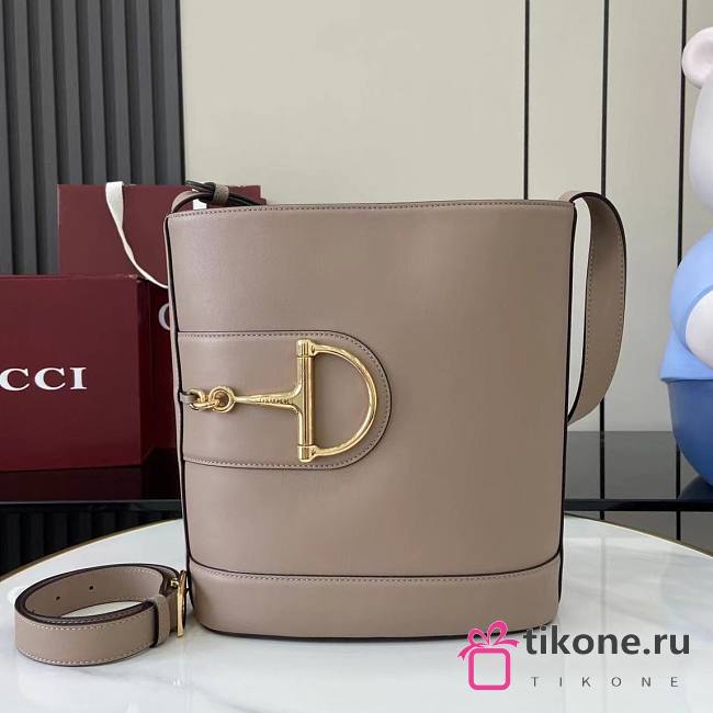 Gucci 73 Medium Bucket Bag Smooth Leather Taupe - 26x27.5x11.5cm - 1