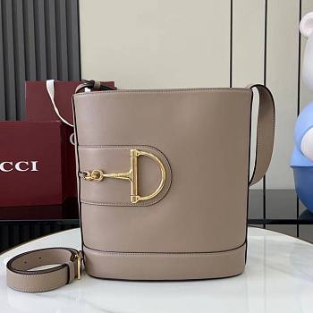 Gucci 73 Medium Bucket Bag Smooth Leather Taupe - 26x27.5x11.5cm