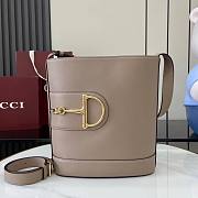 Gucci 73 Medium Bucket Bag Smooth Leather Taupe - 26x27.5x11.5cm - 6
