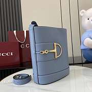 Gucci 73 Medium Bucket Bag Smooth Leather Dusty Blue - 26x27.5x11.5cm - 3