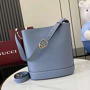 Gucci 73 Medium Bucket Bag Smooth Leather Dusty Blue - 26x27.5x11.5cm - 4