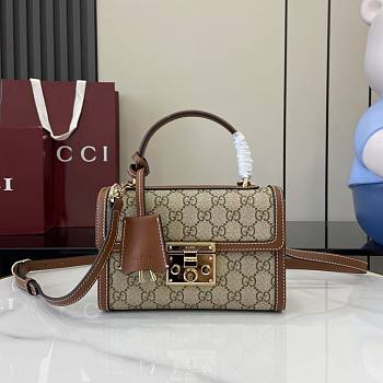 Gucci Padlock Small Top Handle Bag Beige And Dark Brown GG Monogram - 20x13x8cm