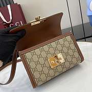 Gucci Padlock Small Top Handle Bag Beige And Dark Brown GG Monogram - 20x13x8cm - 2