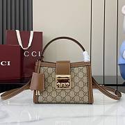 Gucci Padlock Small Top Handle Bag Beige And Dark Brown GG Monogram - 20x13.5x8cm - 6