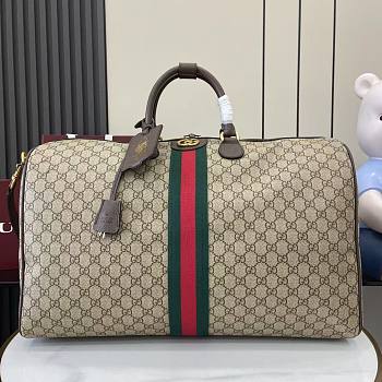 Gucci Savoy Large Duffle Bag Beige and Dark Brown GG Monogram - 52x33x28cm