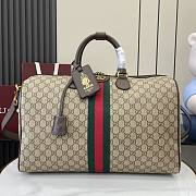 Gucci Savoy Medium Duffle Bag Beige and Dark Brown GG Monogram - 44x29x25cm - 1
