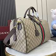 Gucci Savoy Medium Duffle Bag Beige and Dark Brown GG Monogram - 44x29x25cm - 3