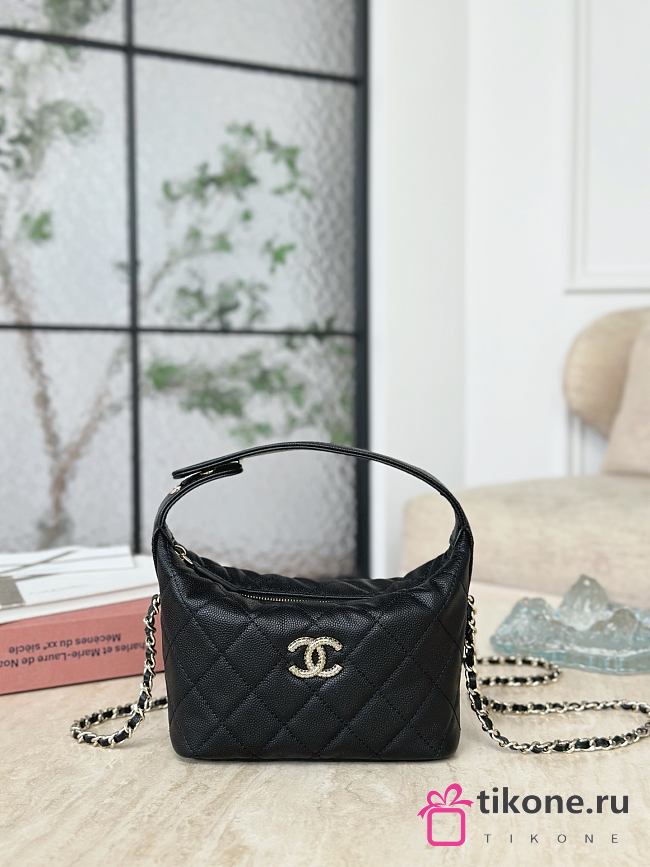 Chanel 25A Hobo Caviar Leather Black - 21.5x19x6cm - 1