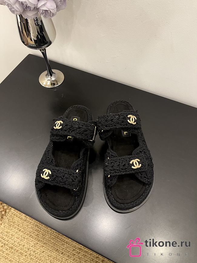 Chanel 25 Sandals Crochet Black - 1
