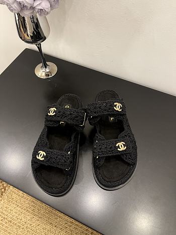 Chanel 25 Sandals Crochet Black
