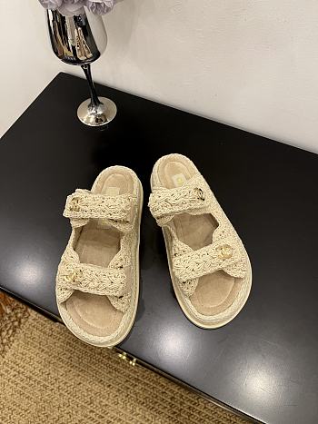 Chanel 25 Sandals Crochet Beige