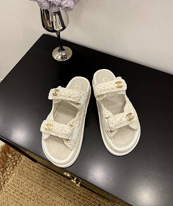 Chanel 25 Sandals Crochet White