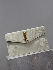 YSL Uptown Pouch In Crocodile Embossed Shiny Leather White - 27x16x2cm - 3