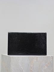 YSL Uptown Pouch In Crocodile Embossed Shiny Leather Black Silver - 27x16x2cm - 6