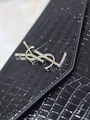 YSL Uptown Pouch In Crocodile Embossed Shiny Leather Black Silver - 27x16x2cm - 2