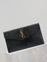 YSL Uptown Pouch In Crocodile Embossed Shiny Leather Black Gold - 27x16x2cm - 4