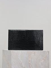 YSL Uptown Pouch In Crocodile Embossed Shiny Leather Black Gold - 27x16x2cm - 3