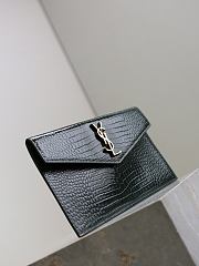 YSL Uptown Pouch In Crocodile Embossed Shiny Leather Green - 27x16x2cm - 5
