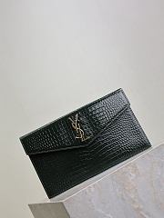 YSL Uptown Pouch In Crocodile Embossed Shiny Leather Green - 27x16x2cm - 3