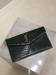 YSL Uptown Pouch In Crocodile Embossed Shiny Leather Green - 27x16x2cm - 2