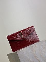 YSL Uptown Pouch In Crocodile Embossed Shiny Leather Red - 27x16x2cm - 5