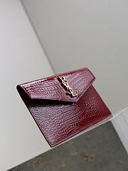 YSL Uptown Pouch In Crocodile Embossed Shiny Leather Red - 27x16x2cm - 4