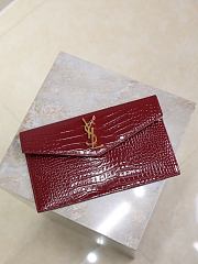 YSL Uptown Pouch In Crocodile Embossed Shiny Leather Red - 27x16x2cm - 2