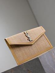 YSL Uptown Pouch In Raffia Natural Hay & Blush - 27x16x2cm   - 4