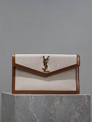 YSL Uptown Pouch In Canvas And Smooth Leather Natural Beige - 27x16x2cm - 5