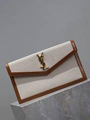 YSL Uptown Pouch In Canvas And Smooth Leather Natural Beige - 27x16x2cm - 4