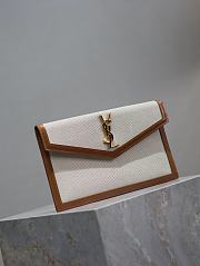 YSL Uptown Pouch In Canvas And Smooth Leather Natural Beige - 27x16x2cm - 3