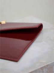 YSL Uptown Pouch In Patent Leather Red - 27x16x2cm - 3