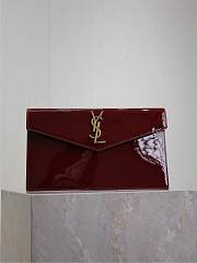 YSL Uptown Pouch In Patent Leather Red - 27x16x2cm - 2