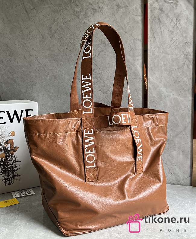 Loewe Fold Shopper In Paper Calfskin Brown - 50x20x31cm - 1