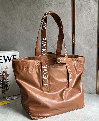 Loewe Fold Shopper In Paper Calfskin Brown - 50x20x31cm