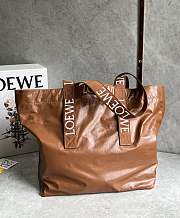 Loewe Fold Shopper In Paper Calfskin Brown - 50x20x31cm - 4