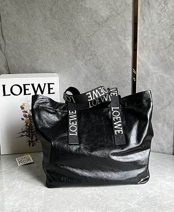 Loewe Fold Shopper In Paper Calfskin Black  - 50x20x31cm