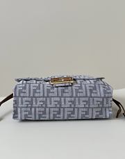 Fendi Mamma Baguette Medium Blue Denim Effect FF Jacquard Bag - 26.5x18x8.5cm - 5