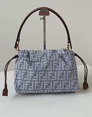 Fendi Mamma Baguette Medium Blue Denim Effect FF Jacquard Bag - 26.5x18x8.5cm - 6