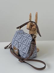 Fendi Mamma Baguette Small Blue Denim Effect FF Jacquard Mini Bag - 16x13x10cm - 3