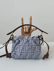 Fendi Mamma Baguette Small Blue Denim Effect FF Jacquard Mini Bag - 16x13x10cm - 4