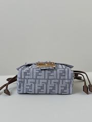 Fendi Mamma Baguette Small Blue Denim Effect FF Jacquard Mini Bag - 16x13x10cm - 5