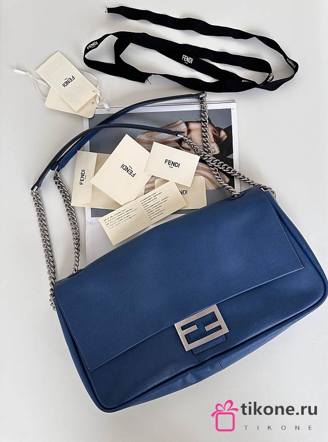 Fendi Baguette Chain Large Leather Blue - 40x7x18.5cm - 1