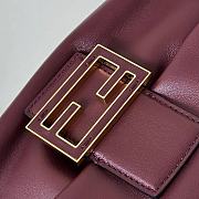 Fendi Mamma Baguette Medium Burgundy Nappa Leather Bag - 26.5x18x8.5cm - 2