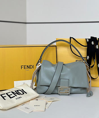 Fendi Mamma Baguette Medium Match Green Nappa Leather Bag - 26.5x18x8.5cm