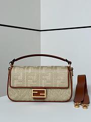 Fendi Baguette Natural Straw Bag With FF Embroidery - 27x16x4cm - 1