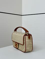Fendi Baguette Natural Straw Bag With FF Embroidery - 27x16x4cm - 4