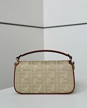 Fendi Baguette Natural Straw Bag With FF Embroidery - 27x16x4cm - 3