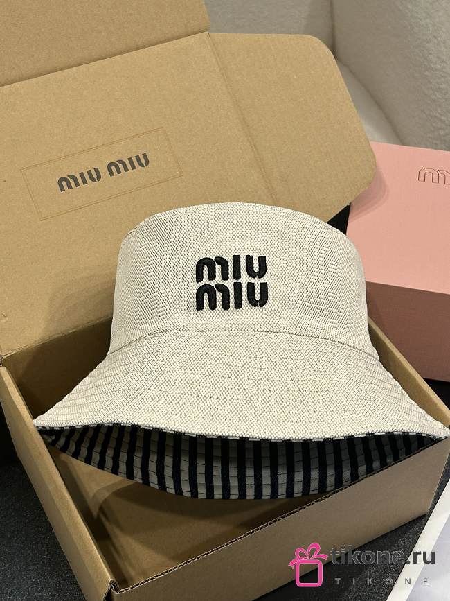 Miumiu Reversible Hat Beige/Baltic Blue - 1